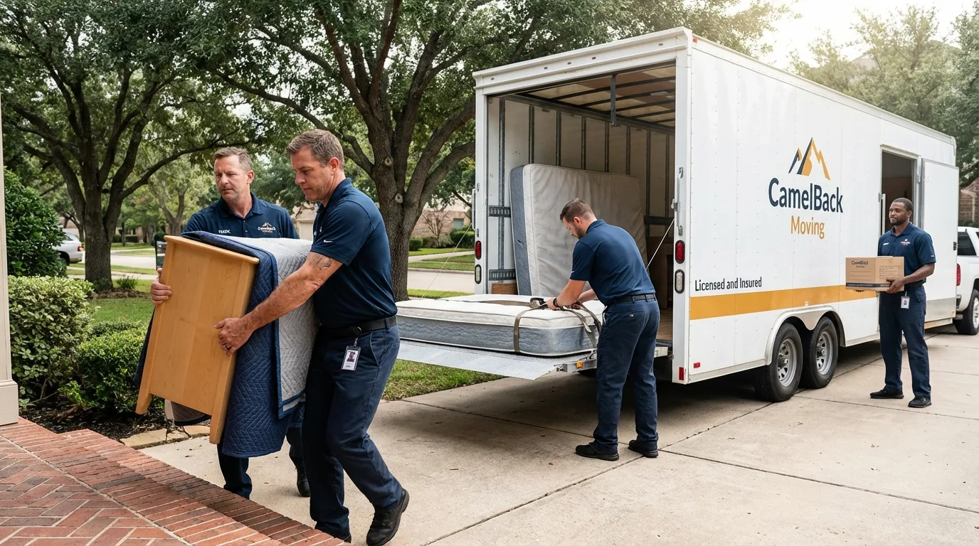 Crew loading residential truck for cross-state move from Munford, AL