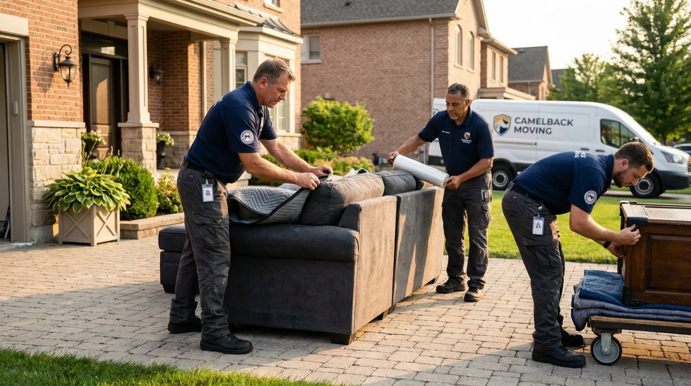 Large estate moving crew wrapping furniture in Munford, AL